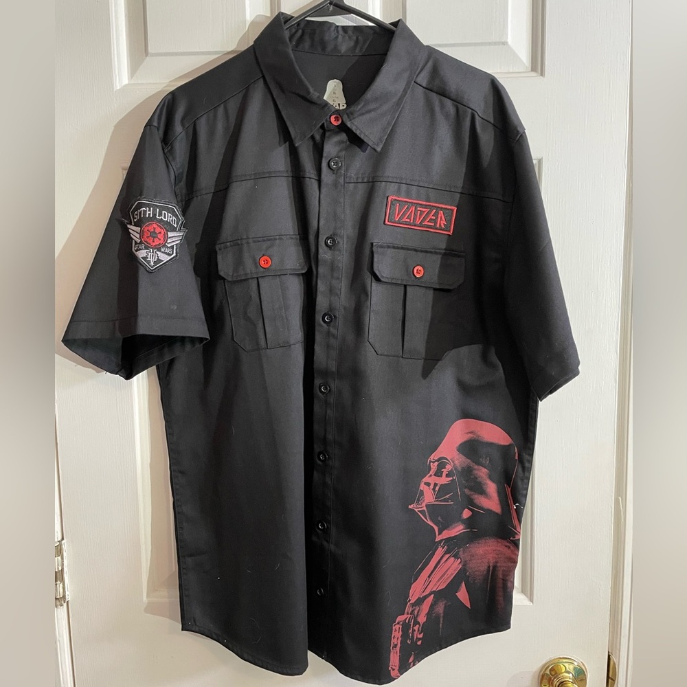 Men's Large (L) Black Disney Darth Vader Service Station Attendant Work Shirt.